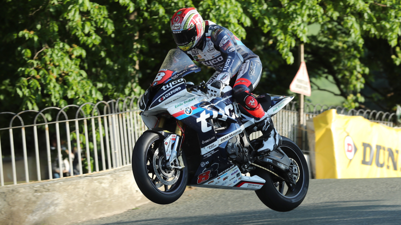 Rider Dan Kneen at Ballaugh Bridge during Monday evening’s qualifying session for the 2018 Isle of Man TT.